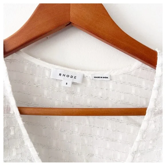 Rhode Elodie Ruffled Cotton-Blend Top white size small - Picture 3 of 6